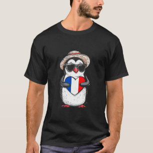 T-shirt Drapeau France Manchot Cœur Fierté Française Racin