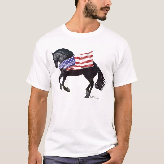 T-shirt Drapeau frison patriotique de cheval (Devant)