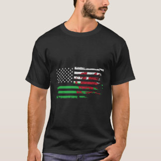 T-shirt Drapeau Gallois Américain Drapeau Distressé Usa