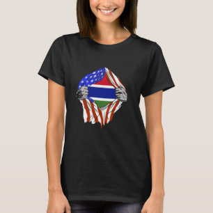T-shirt Drapeau Gambie Amérique Poitrine Fierté Gambienne 