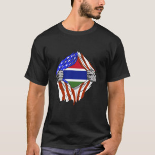T-shirt Drapeau Gambie Amérique Poitrine Fierté Gambienne