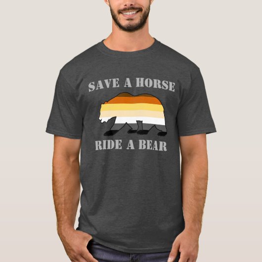 T-shirt Drapeau Gay Bear Pride Enregistrer Un Cheval Ride (Devant)