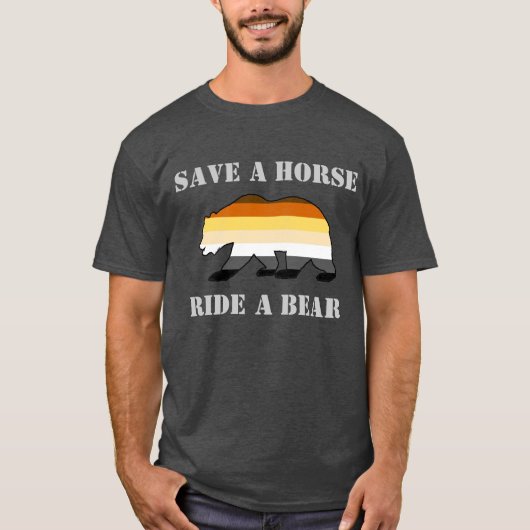 T-shirt Drapeau Gay Bear Pride Enregistrer Un Cheval Ride  (Devant)