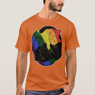 T-shirt Drapeau Gay pride Rainbow Cat Yin Yang LGBT