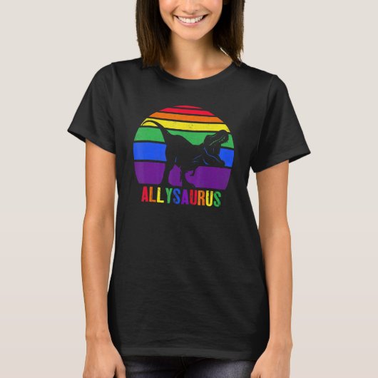 T-shirt Drapeau Gay pride T Rex Dinosaur Lgbt Allysaurus A (Devant)
