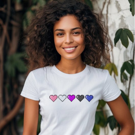 T-shirt Drapeau Genderfluide Coeur Pixel