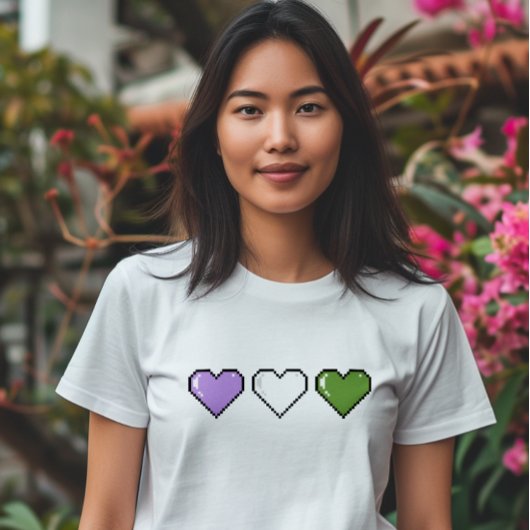 T-shirt Drapeau Genderqueer Coeur Pixel