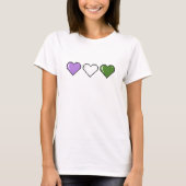 T-shirt Drapeau Genderqueer Coeur Pixel (Devant)