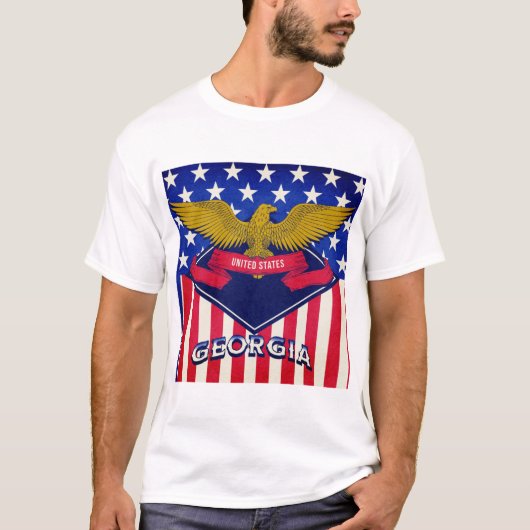 T-shirt Drapeau Géorgie USA (Devant)