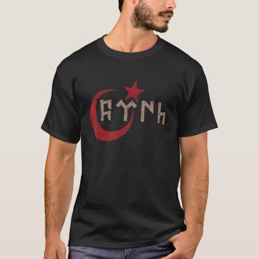 T-shirt Drapeau Goktrk Gktrkler Ataturk Turquie Bozkurt (Devant)