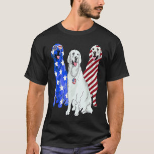T-shirt Drapeau Golden Retriever Joyeux 4 Juillet Indépend
