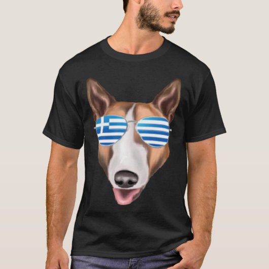 T-shirt Drapeau grec Bull Terrier Chien Grèce Poche (Devant)