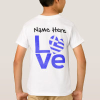 Drapeau Grec Cœur Bleu AMOUR avec Votre Nom