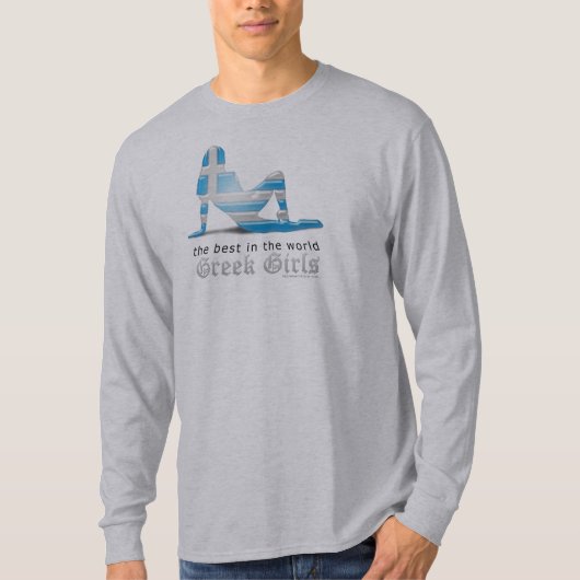 T-shirt Drapeau grec de silhouette de fille (Devant)