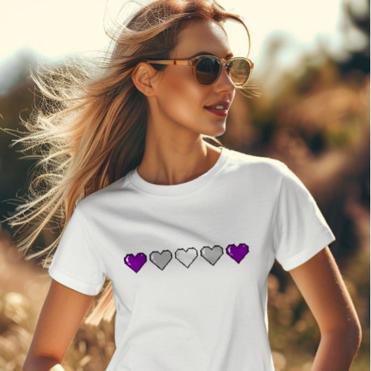 T-shirt Drapeau gris Coeur Pixel
