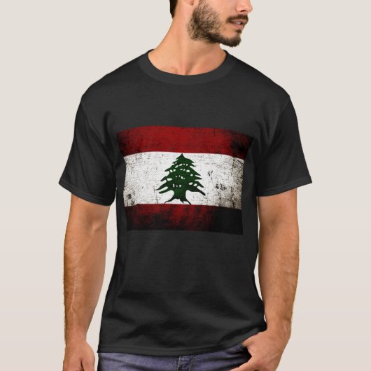 T-shirt Drapeau grunge noir du Liban (Devant)