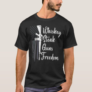 T-shirt Drapeau Gun Whisky Bière Et Liberté Avec L'Amériqu
