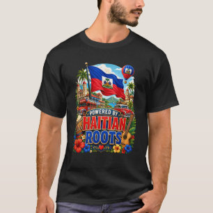 T-shirt Drapeau Haïtien Alimenté Par Les Racines Haïtienne