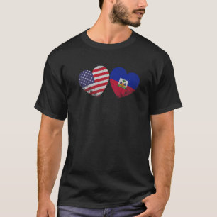 T-shirt Drapeau Haïtien Américain de Coeur Hérite de famil