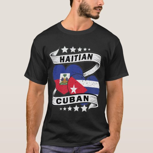 T-shirt Drapeau Haïtien Et Cubain (Devant)