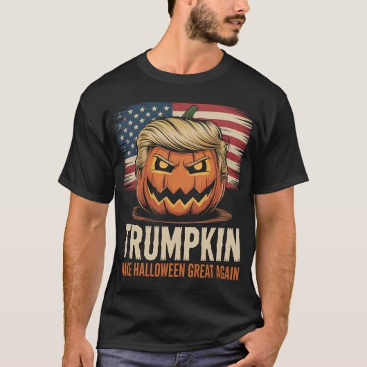 T-shirt Drapeau Halloween Trumpkin Us (Devant)