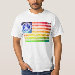T-shirt Drapeau hippie de phénomène de paix