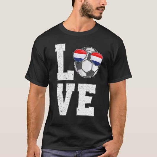 T-shirt Drapeau hollandais Pays-Bas Soccer Love (Devant)