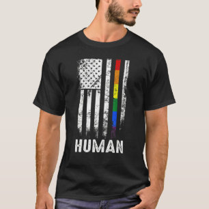 T-shirt Drapeau Humain Américain Rainbow Gay Lgbtq Lgbt Pr