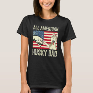 T-shirt Drapeau Husky 4 juillet All American Husky Papa Us