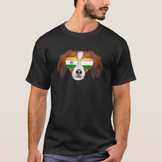 T-shirt Drapeau Inde Nederlandse Kooikerhondje Chien Inde  (Devant)