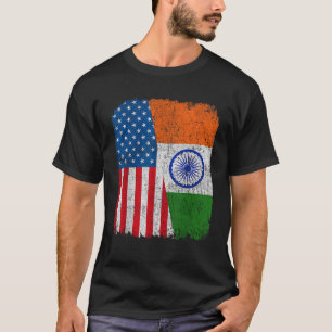 T-shirt Drapeau Indien Amérique moitié États-Unis Inde Rac