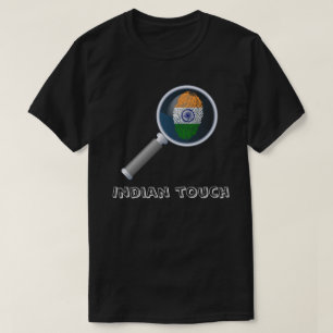 T-shirt Drapeau indien d'empreinte digitale de contact