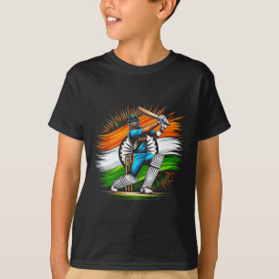 T-shirt Drapeau Indien Fan de Cricket Fierté de l'Inde Hom