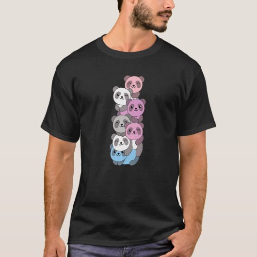T-shirt Drapeau Intergenre Fierté Lgbtq Pandas Cute Inte (Devant)