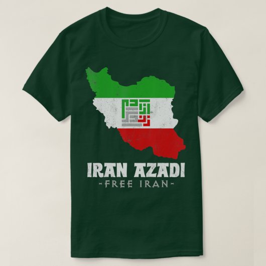 T-shirt Drapeau iranien, Iran Carte IRAN AZADI Iran libre, (Design devant)