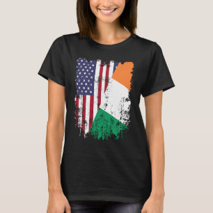 T-shirt Drapeau irlandais à demi-américain Roots Irlande