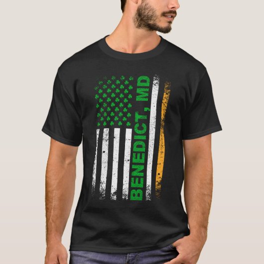 T-shirt Drapeau irlandais américain BENEDICT, MD (Devant)
