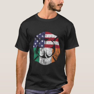 T-shirt Drapeau Irlandais Américain De St Patrick'S Day Fi