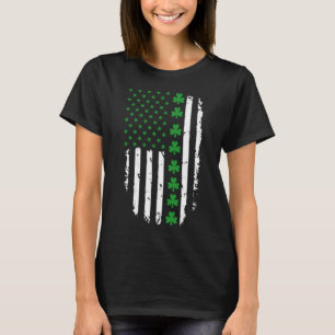 T-shirt Drapeau irlandais-américain Green Clovers & Stars