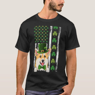 T-shirt Drapeau irlandais américain Irlande Vintage Corgi 