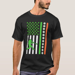 T-shirt Drapeau irlandais américain Joueur de baseball St.
