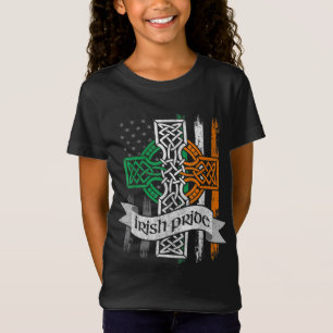 T-Shirt Drapeau irlandais américain Jour de la Saint Patri
