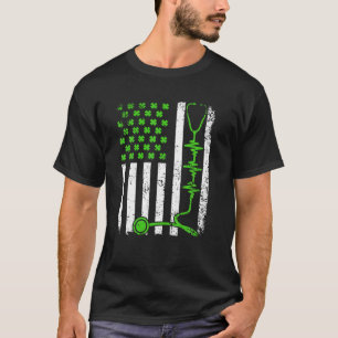T-shirt Drapeau irlandais américain rétro Infirmière médec