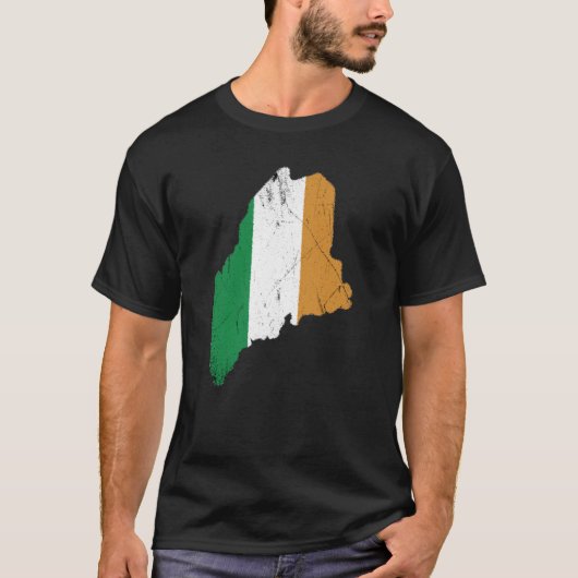 T-shirt Drapeau irlandais au-dessus du Maine (Devant)