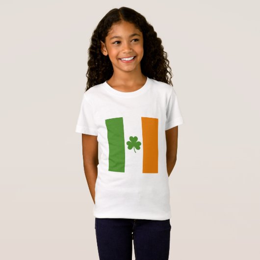 T-Shirt Drapeau irlandais de la Saint Patrick avec Shamroc (Devant entier)