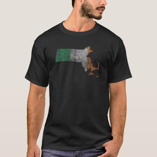 T-shirt Drapeau irlandais du Massachusetts Saint Patrick H (Devant)