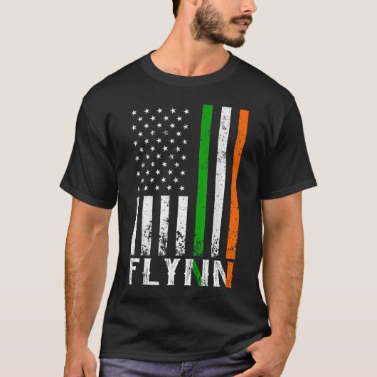 T-shirt Drapeau irlandais FLYNN Family American Flag Irlan (Devant)
