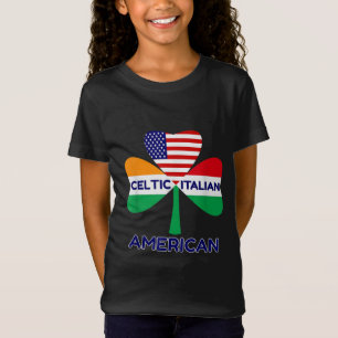 T-Shirt Drapeau Irlandais Italien Américain Et Shamrock Ce
