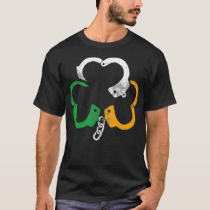 T-shirt Drapeau irlandais menottes Police Shamrock D