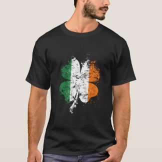 T-shirt Drapeau irlandais Shamrock en détresse St Patrick'